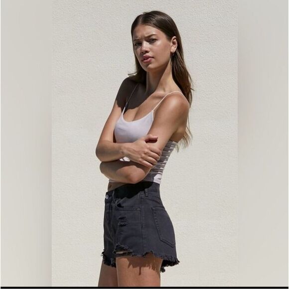 PacSun Black Ripped Vintage High Waisted Denim Shorts- NWT - Picture 4 of 11